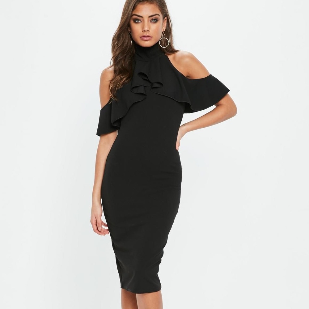 Misguided Blk Cold Shoulder dress